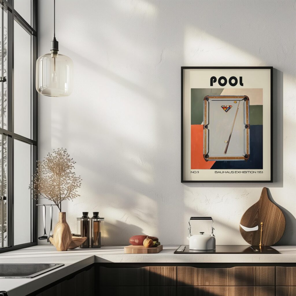 billiards table mid century print bold palette 5