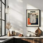 billiards table mid century print bold palette 5