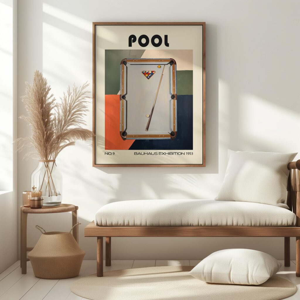 billiards table mid century print bold palette 6