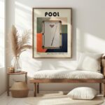 billiards table mid century print bold palette 6