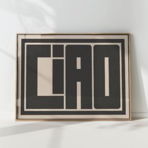black ciao typography print modern geometric poster