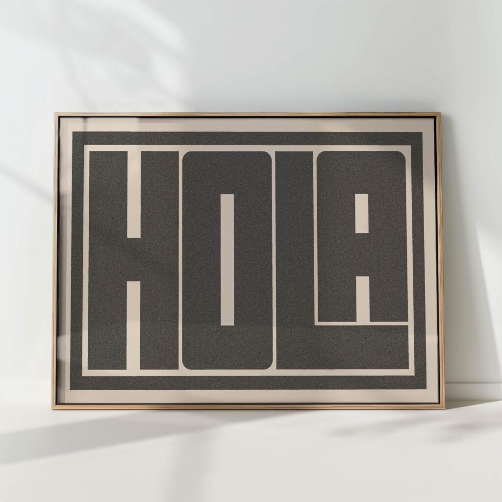black white hola typography print modern geometric poster