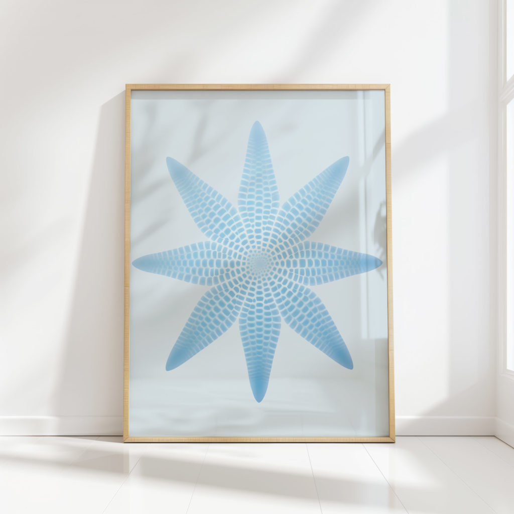 blue abstract star geometric art print for wall decor