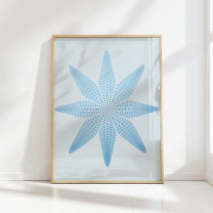 blue abstract star geometric art print for wall decor