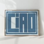 blue ciao typography print modern geometric poster