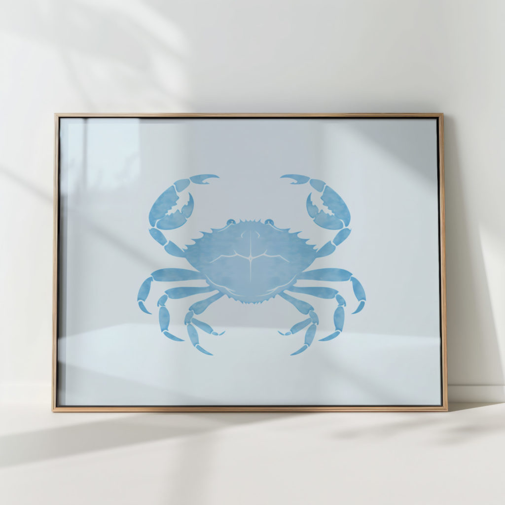 blue crab artistic illustration minimalist print
