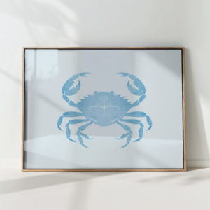 blue crab artistic illustration minimalist print