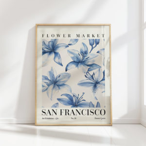 blue floral art print san francisco flower market