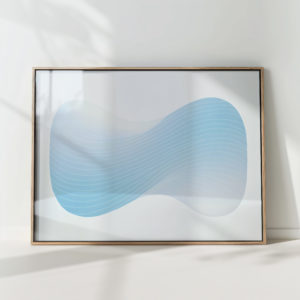 blue wave abstract art print for modern decor