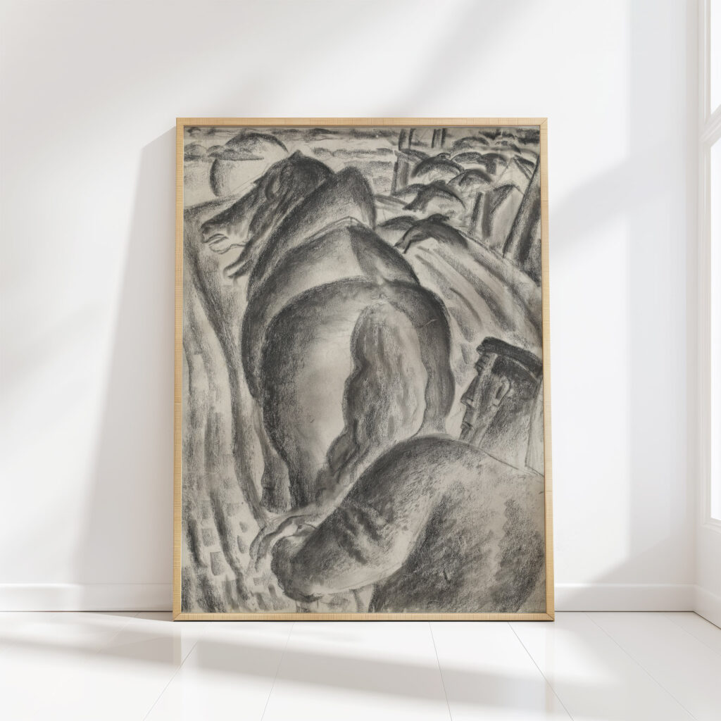boer met ploeg en trekpaard 1927 leo gestel high quality print