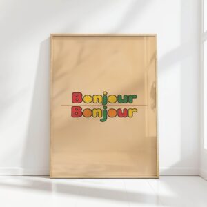 bonjour minimalist typography print colorful poster 2