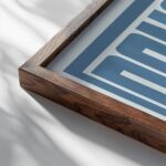 bonjour blue 3x4 close up dark wood mockup