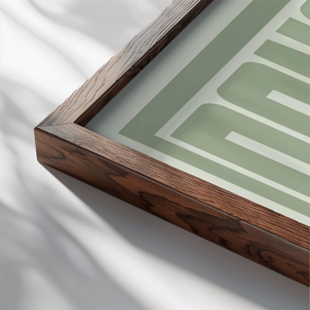 bonjour green 3x4 close up dark wood mockup