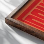 bonjour orange 3x4 close up dark wood mockup