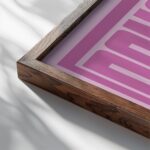 bonjour pink 3x4 close up dark wood mockup
