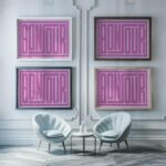 bonjour pink 3x4 framed posters mockup