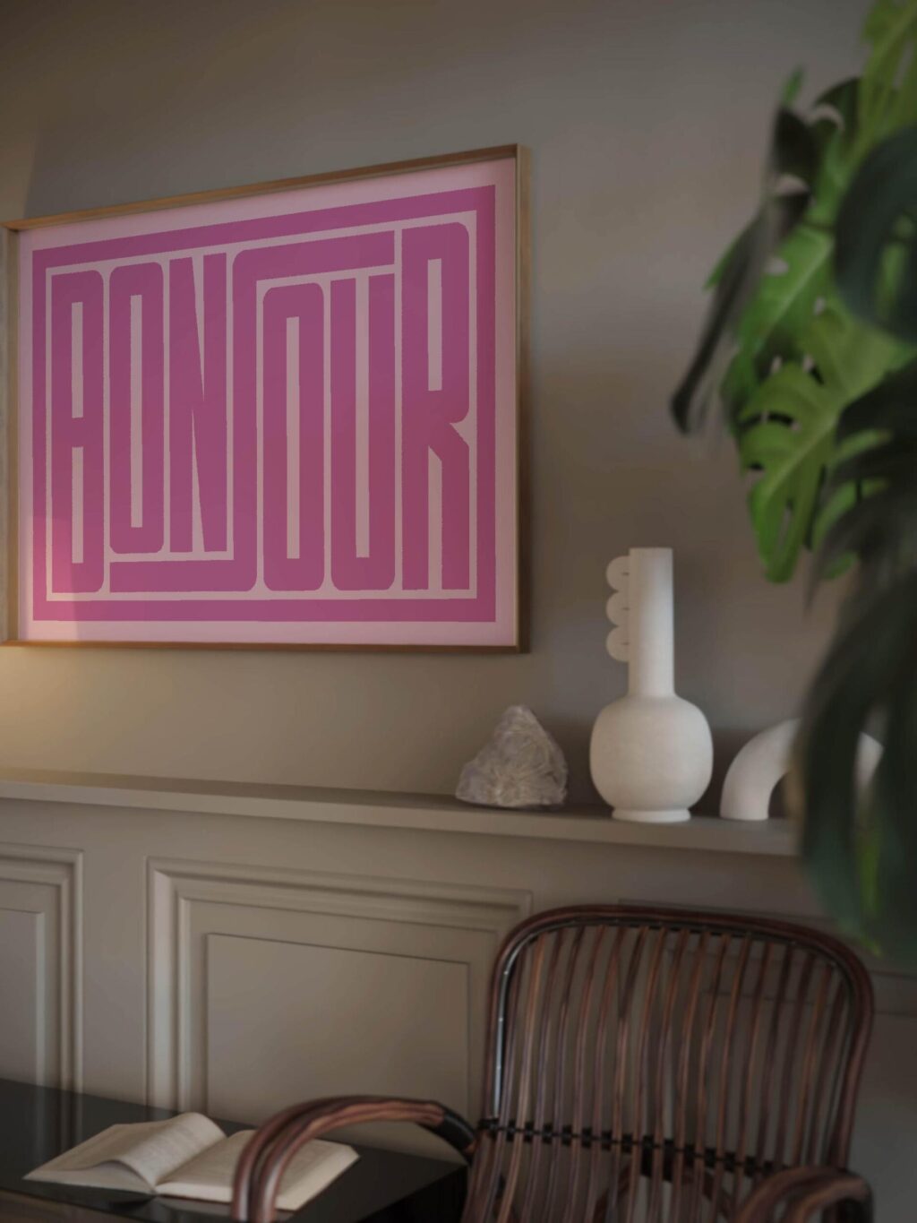 bonjour pink 3x4 video mockup