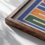 bonjour rainbow 3x4 close up dark wood mockup