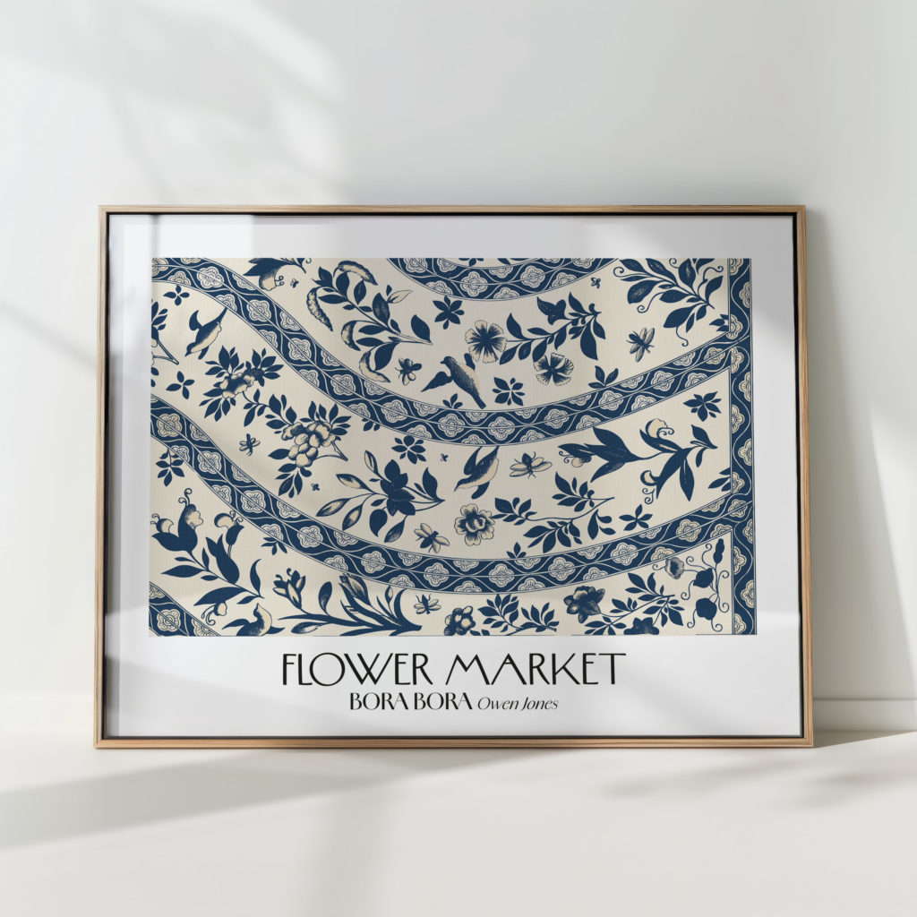 botanical bird pattern art print for home decor
