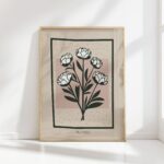 botanical mid century print elegant floral design