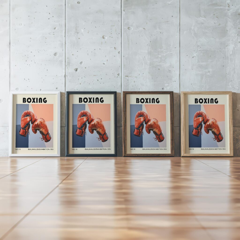 boxing gloves mid century print colorful sports art 2