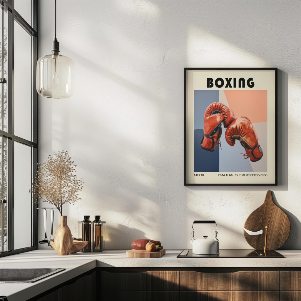 boxing gloves mid century print colorful sports art 5