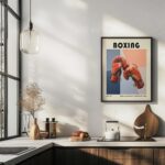 boxing gloves mid century print colorful sports art 5