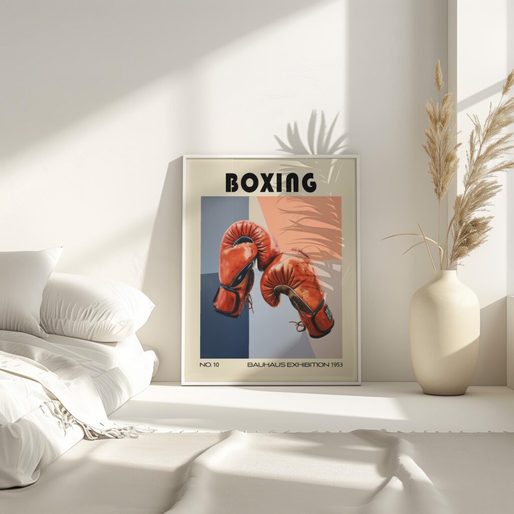 boxing gloves mid century print colorful sports art 7