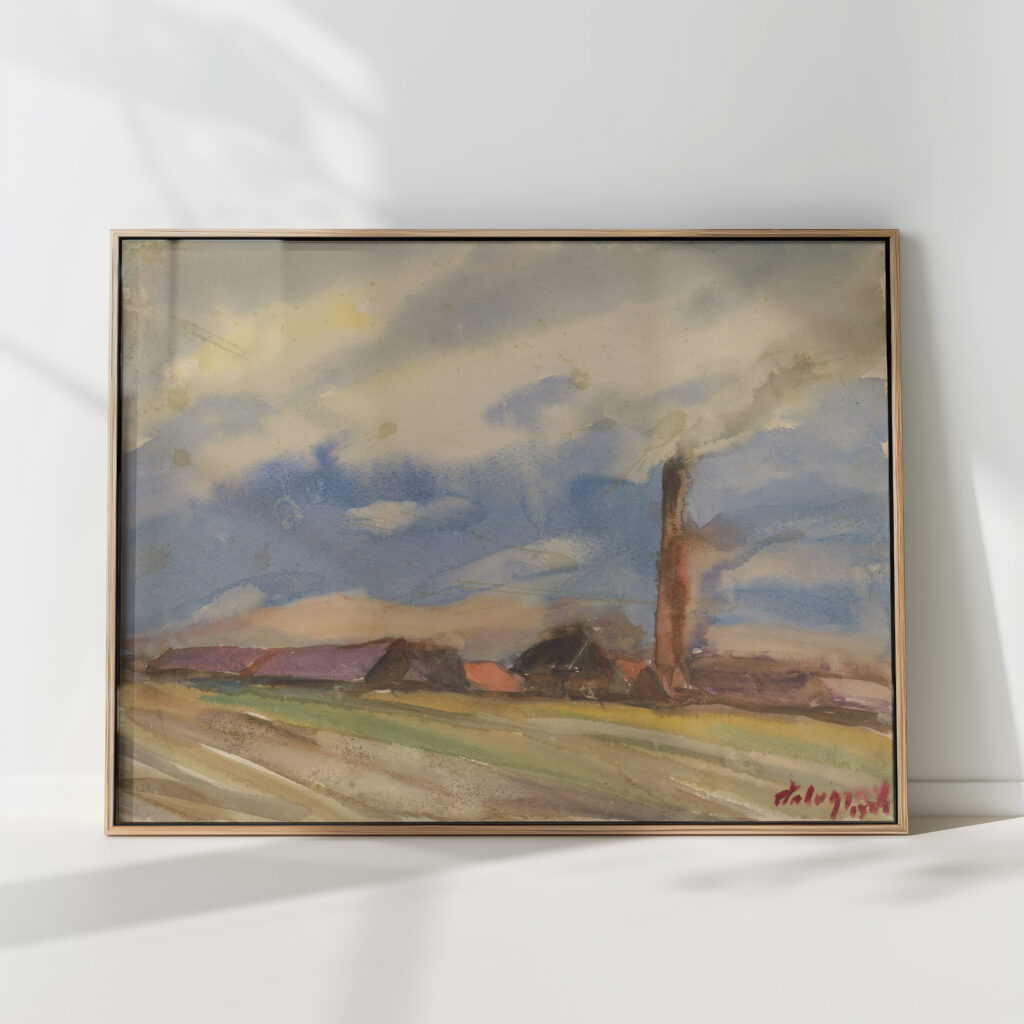 brown village view from the fields 1931 zolo palugyay high quality print