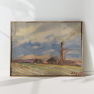 brown village view from the fields 1931 zolo palugyay high quality print