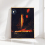 burning oil well at night near rouseville pennsylvania ca 1861 james hamilton high quality print