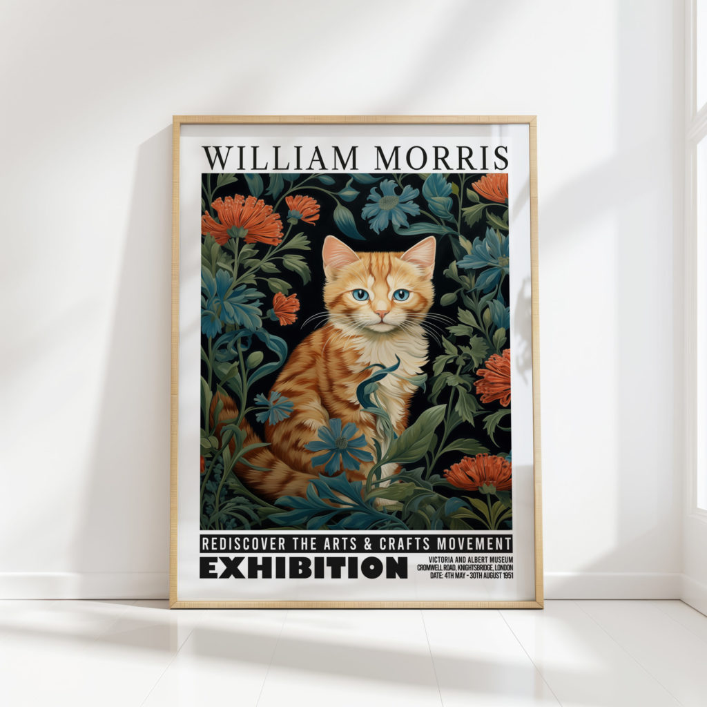 cat william morris print floral poster