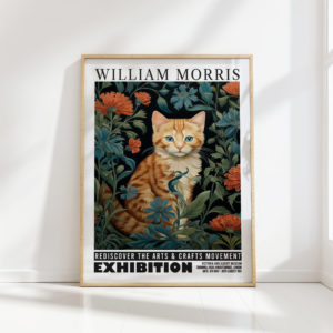 cat william morris print floral poster