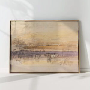 cattle watering at sunset john varley high quality print