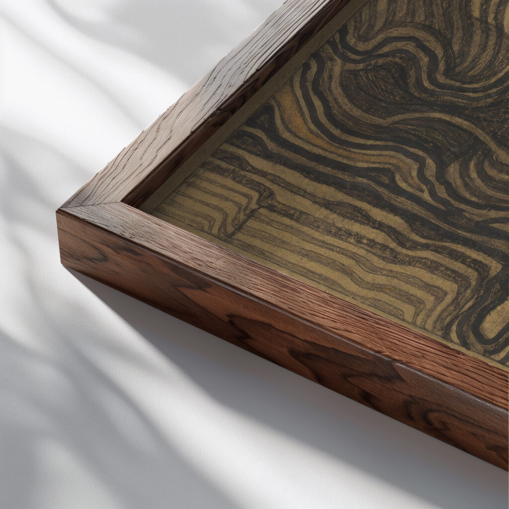 cello spelende vrouw 1906 Reijer Stolk close up dark wood mockup