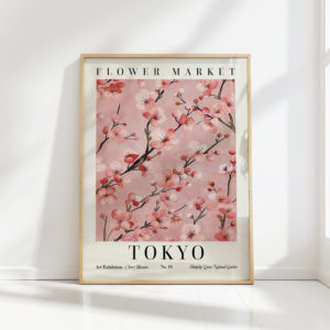 cherry blossom floral artwork print for home decor