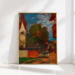 church in taufers village square around 1900 tina blau high quality print