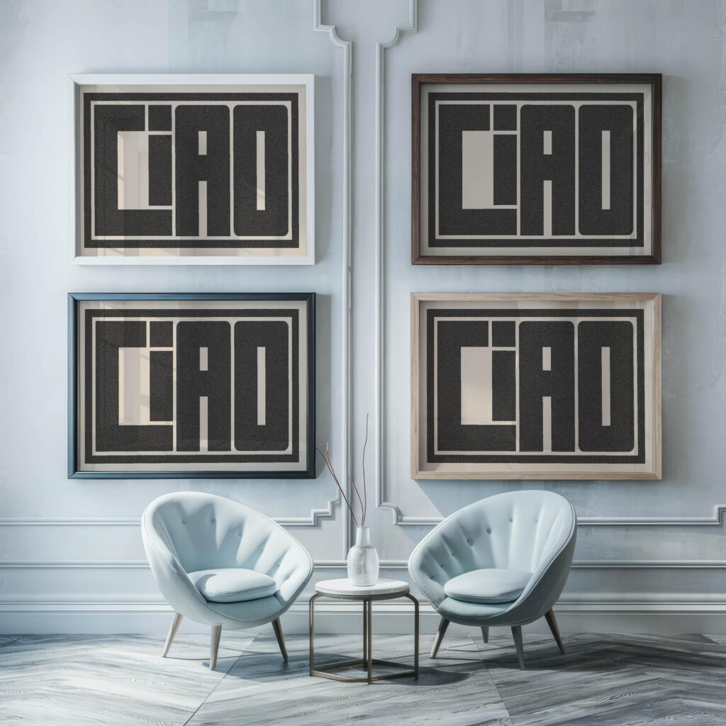ciao graygrain 3x4 framed posters mockup