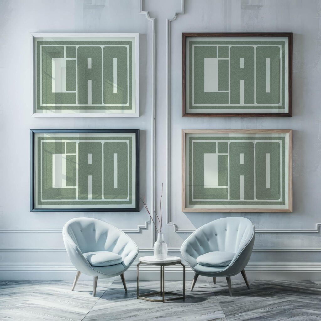 ciao green 3x4 framed posters mockup