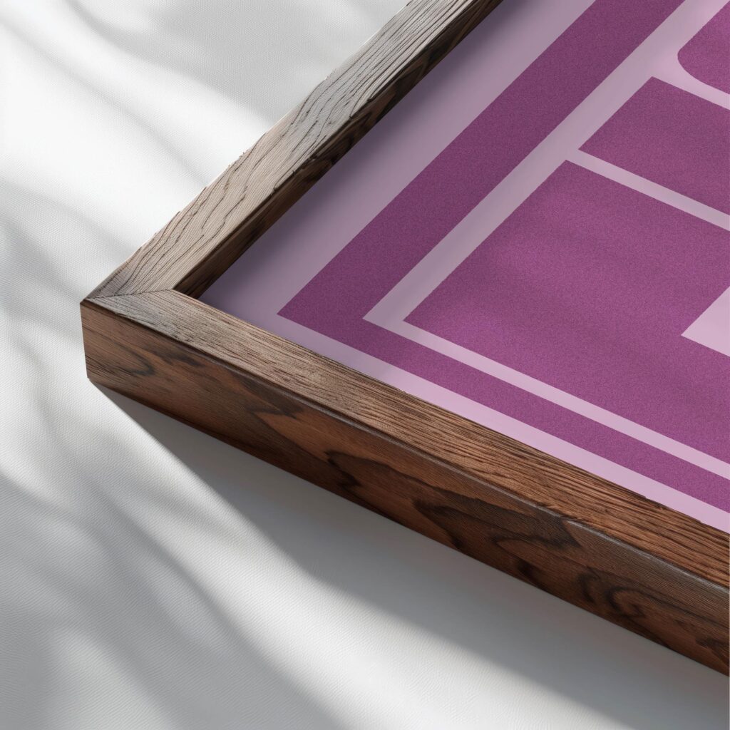 ciao pink 3x4 close up dark wood mockup