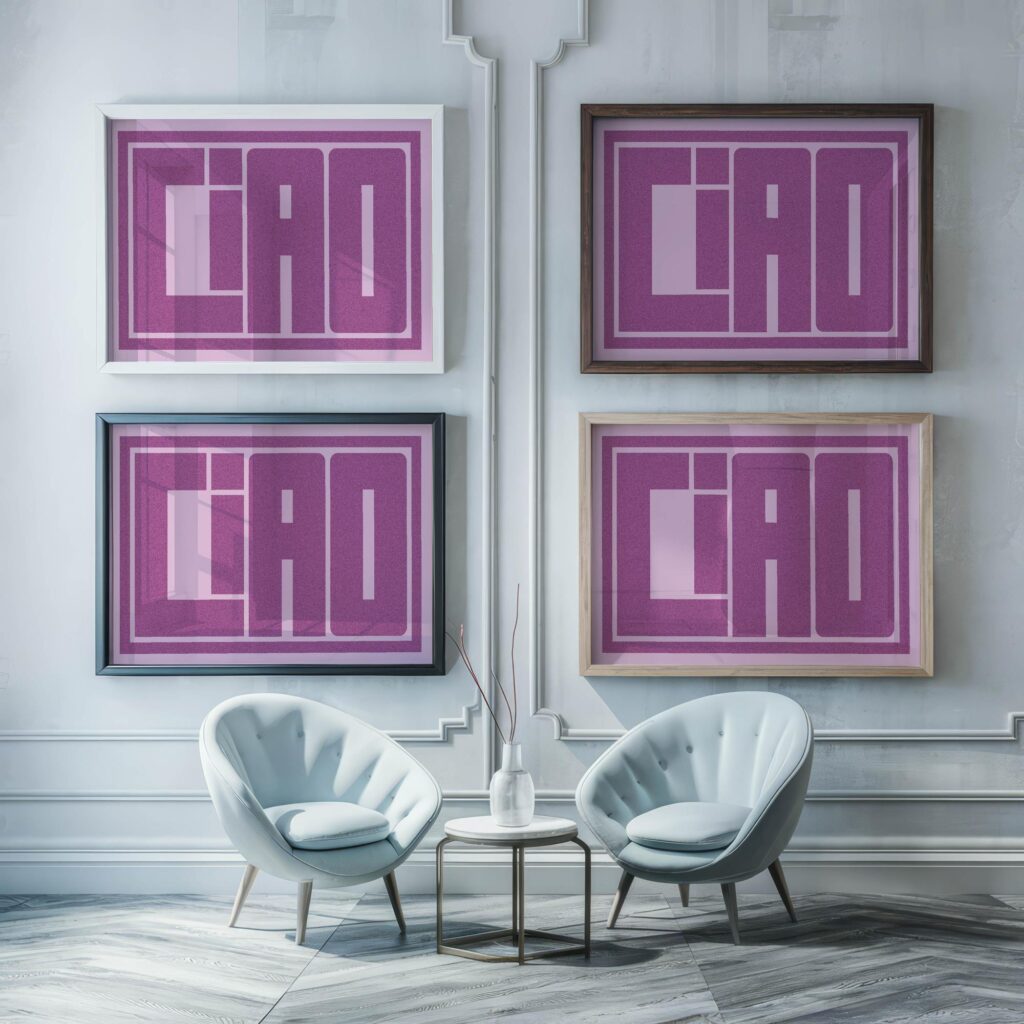 ciao pink 3x4 framed posters mockup
