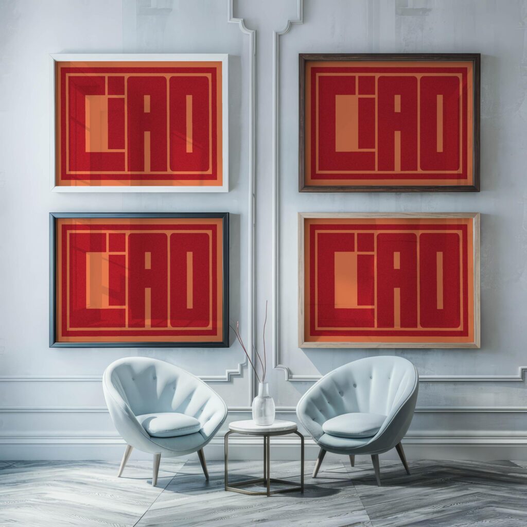 ciao red 3x4 framed posters mockup