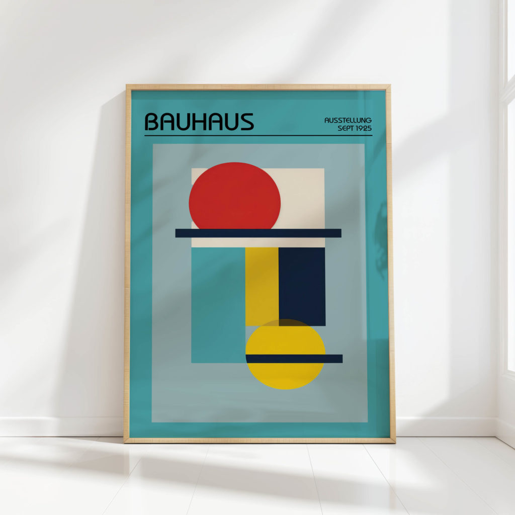 classic bauhaus style art print with geometric forms
