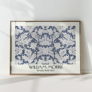 classic william morris blue white floral art print