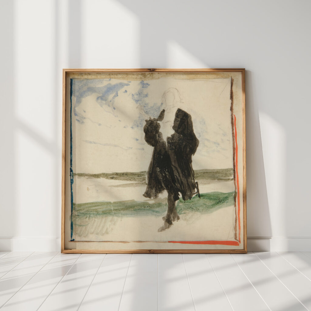 cloaked man in landscape edwin austin abbey high quality print