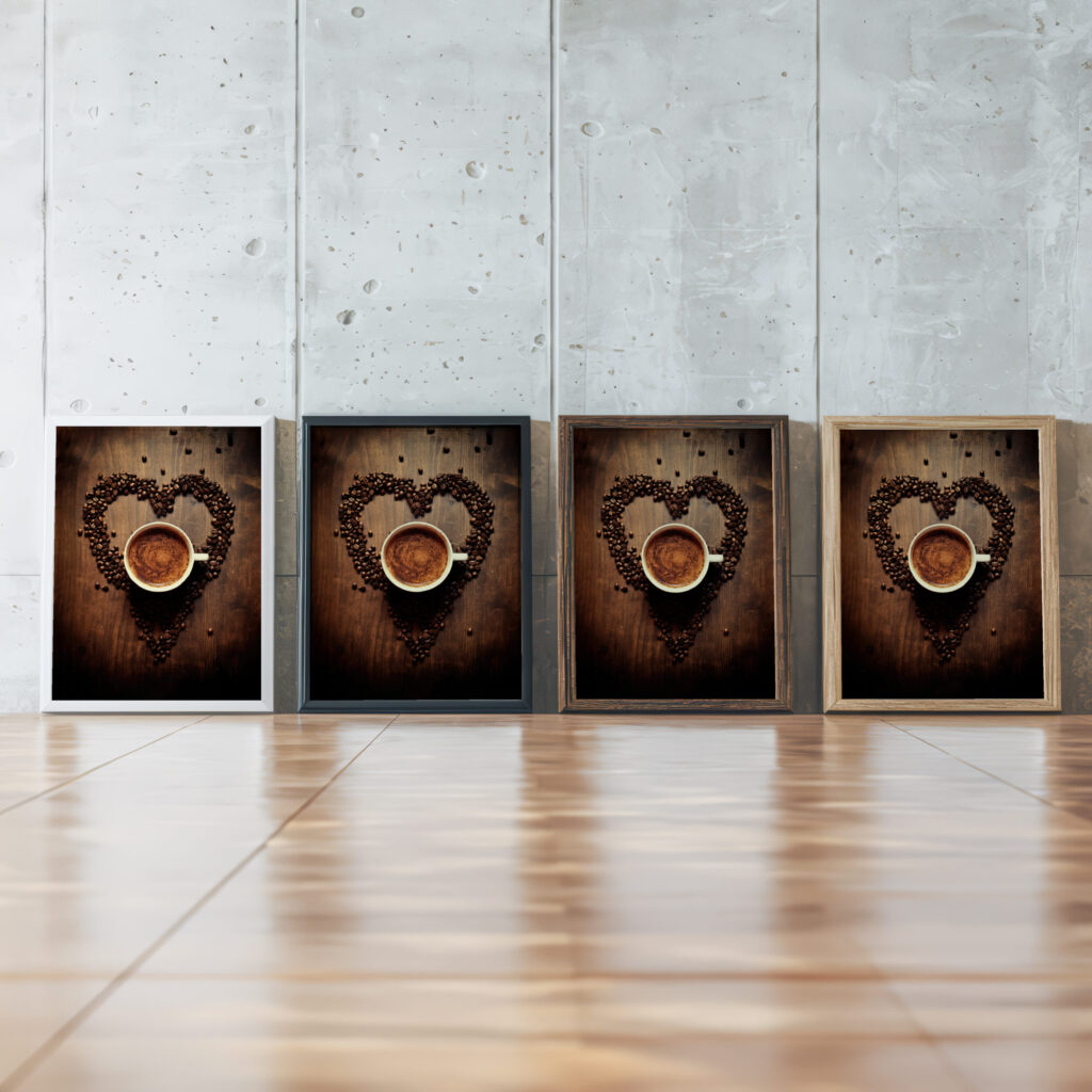 coffee wood 3x4 300ppi framed posters mockup