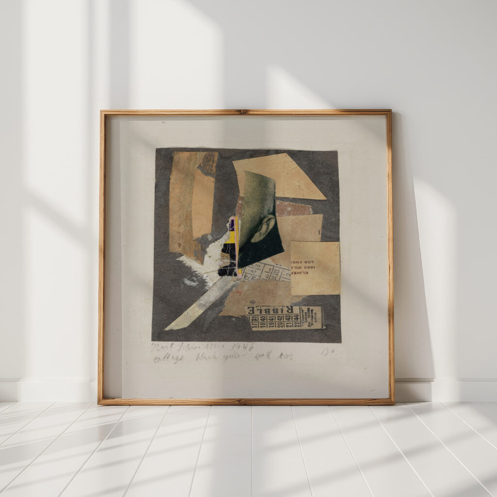 collage black yellow and ear 1946 kurt schwitters high quality print