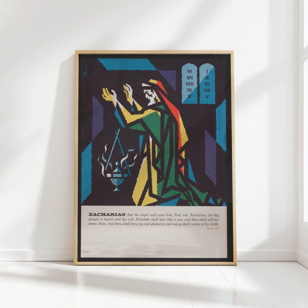 colorful bible zacharias print with scripture joseph binder 1962