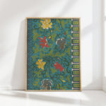 colorful floral print with exotic birds ornate patterns