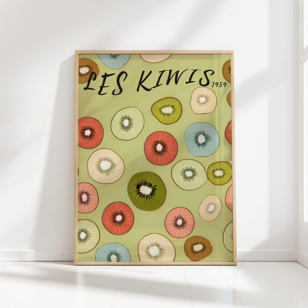 colorful kiwi slices art print for modern decor